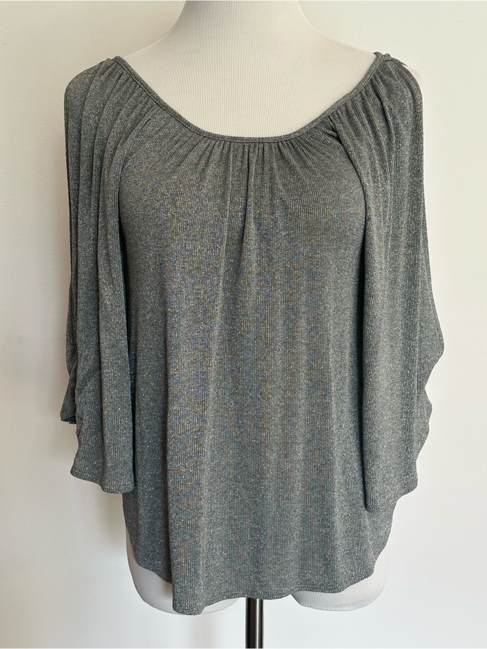 Shimmery Gray Women's Scoop Neck Blouse